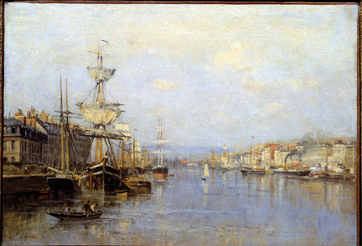 Näkymä Rouenin satamasta Stanislas Lepinen (1835-1892) maalaus 1800-luvun Reims, Musee des Beaux Arts tekijältä Stanislas Victor Edouard Lepine