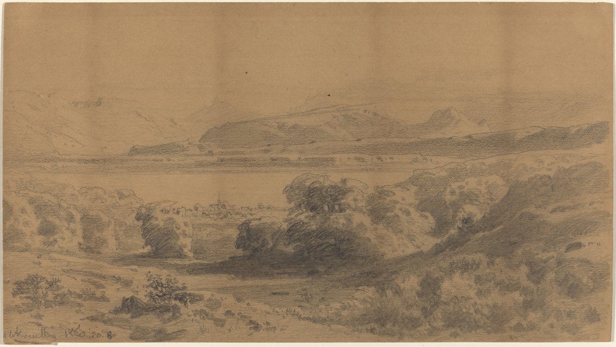 Panoraama vuoristojärvellä tekijältä Stanislaus Graf von Kalckreuth