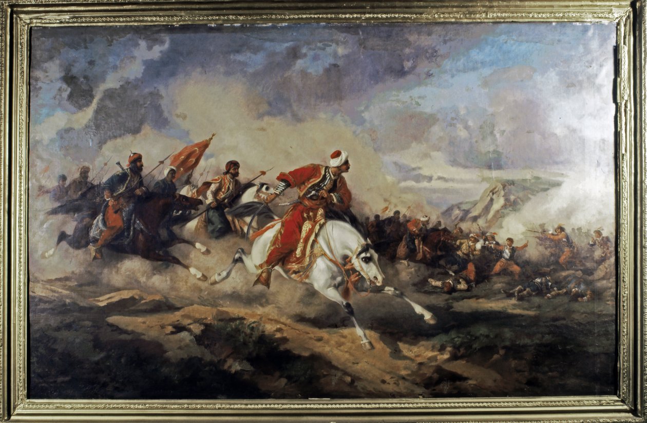 OTTOMAN EMPIRE: Mohacsin taistelu (29. elokuuta 1526) Ki... (öljy kankaalle) tekijältä Stanislaus von Chlebowski