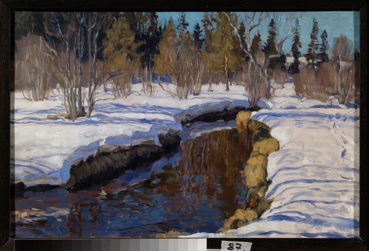 Talvi. Stanislav Julianovich Zhukovsky (Žukovski) (1873-1944) maalaus, öljy kankaalle tekijältä Stanislav Joulianovitch Joukovski