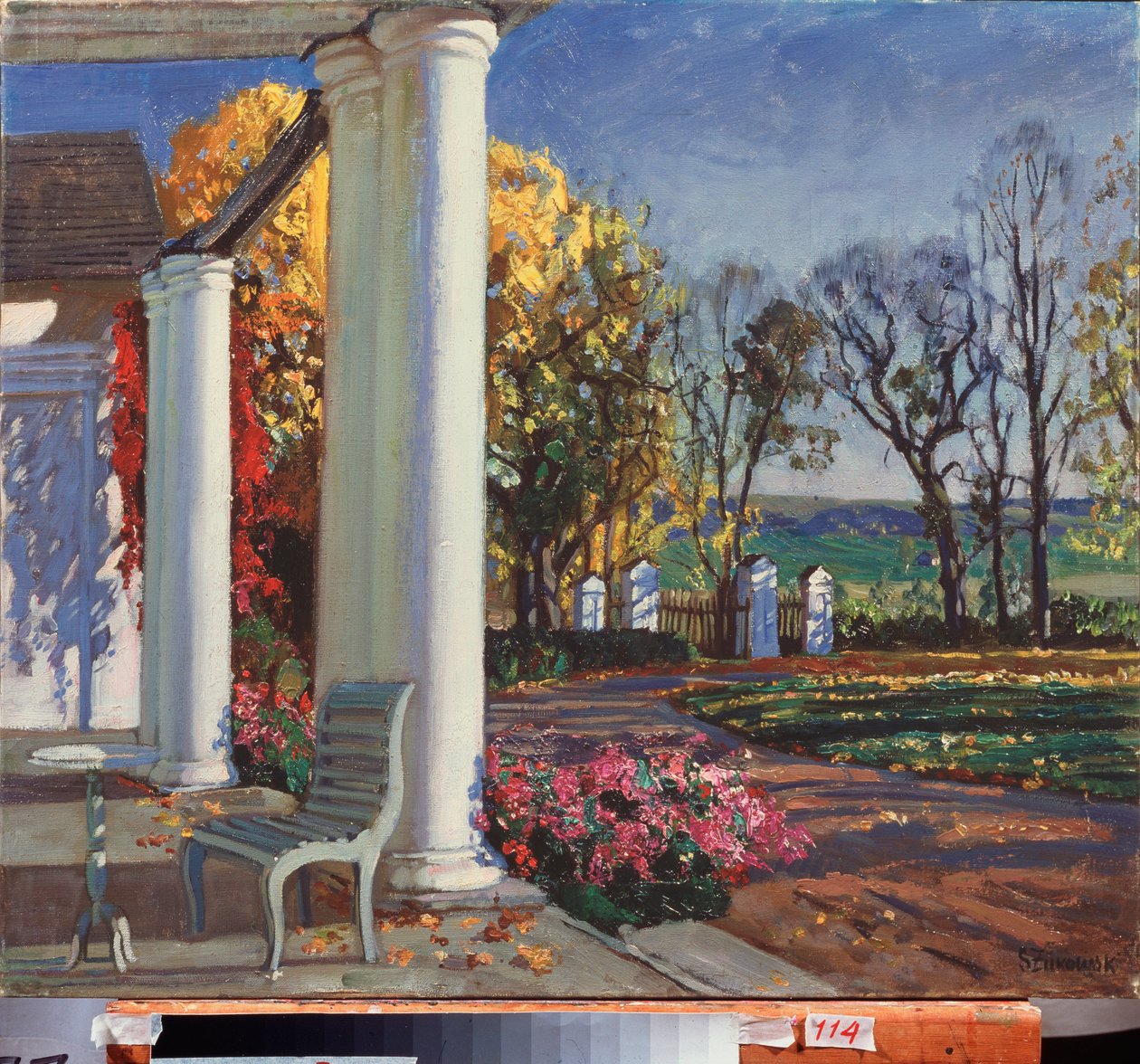 Syksyinen aamu. Stanislav Julianovich Zhukovsky (Žukovski) (1873-1944) maalaus, öljy kankaalle, noin 1920. Venäläinen taide, 1900-luku, jugend, modernismi. Valtion taidemuseo, Dneporpetrovsk (Ukraina). tekijältä Stanislav Joulianovitch Joukovski