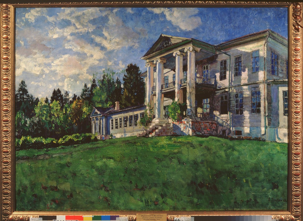 Kesäinen aamu. Rozhdestvenon kartano (Venäjä). Stanislav Julianovich Zhukovsky (Žukovski) (1873-1944) maalaus, öljy kankaalle tekijältä Stanislav Joulianovitch Joukovski