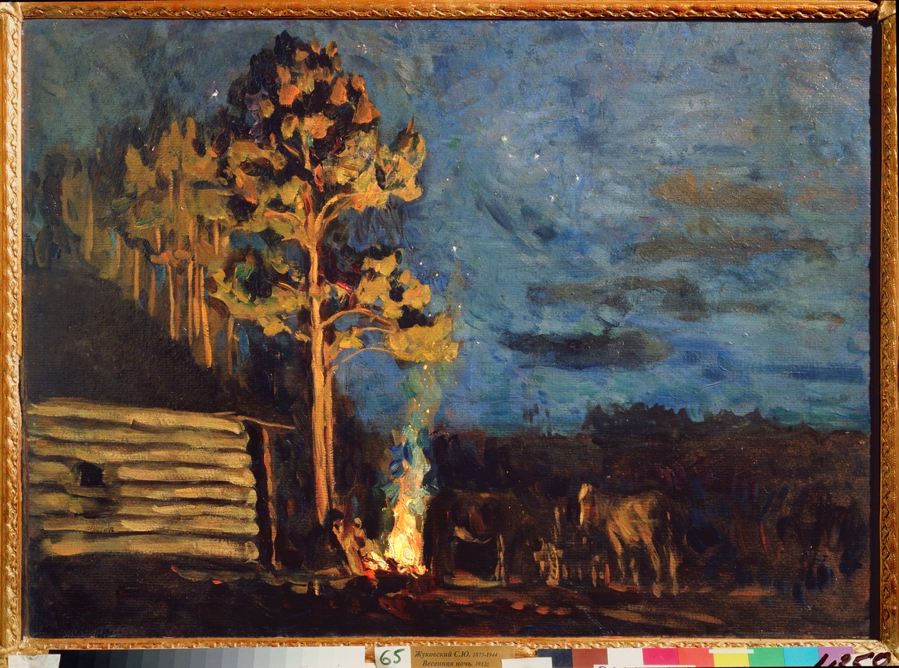Kevät yö. Stanislav Julianovich Joukovskin (Žukovski) (1873-1944) työ, öljy pahville tekijältä Stanislav Joulianovitch Joukovski