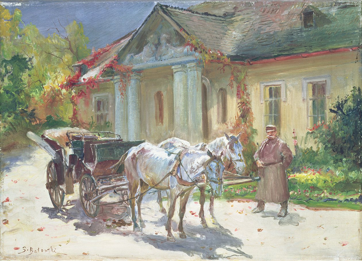 Puolalaisen kartanon edessä, n. 1930 (öljy kankaalle) tekijältä Stanislaw Kaczor Batowski