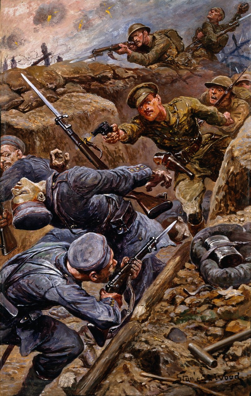 Kapteeni Reginald James Young voitti sotilasristin Sommen taistelussa 1916 tekijältä Stanley L. Wood