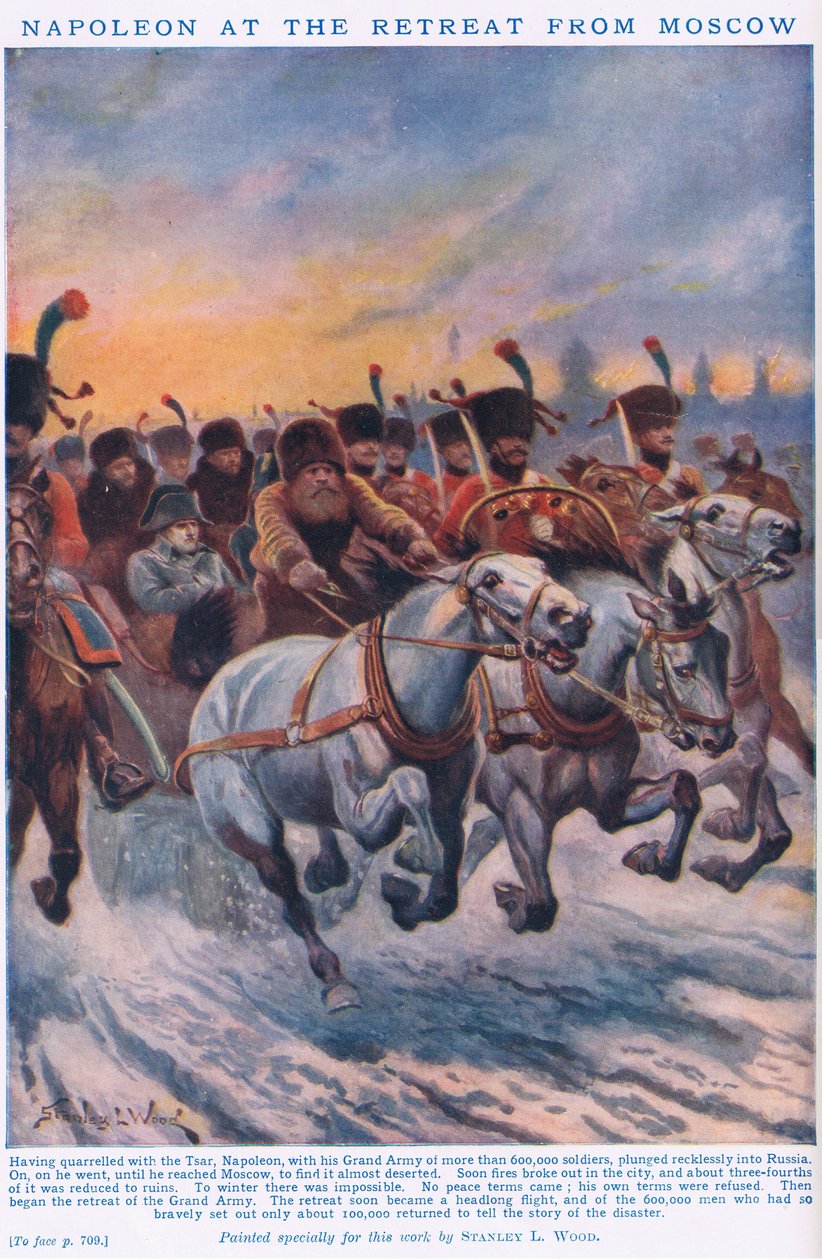 Napoleon vetäytymässä Moskovasta 1812 jKr tekijältä Stanley L. Wood