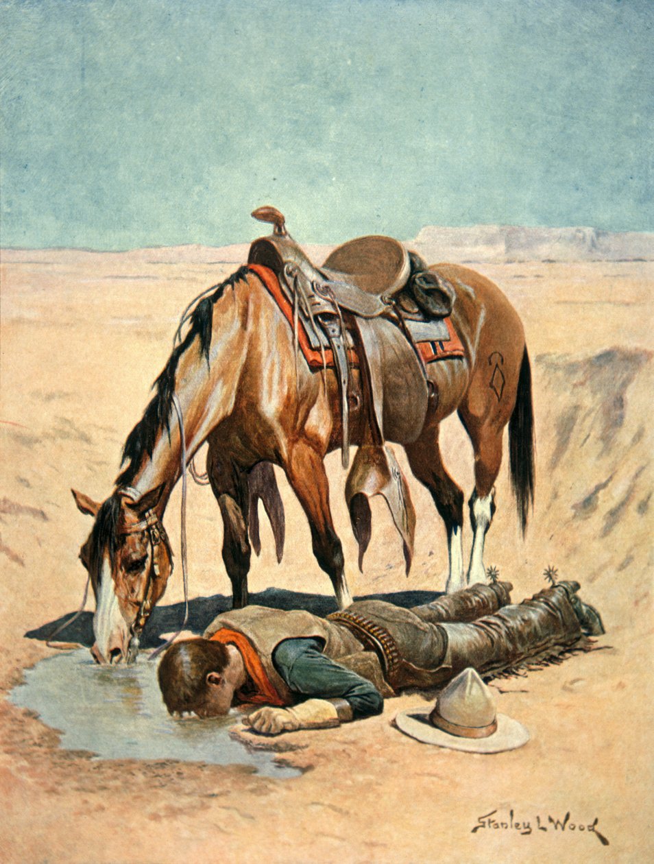 Water Hole (akvarelli paperille) tekijältä Stanley L. Wood