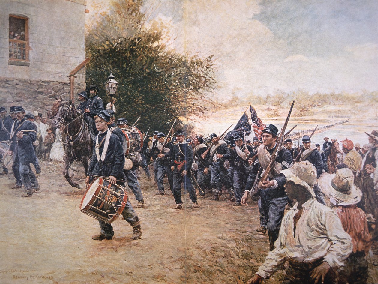 Kenraali Sherman marssi Georgian halki, n. 1910 (väri litho) tekijältä Stanley Massey Arthurs