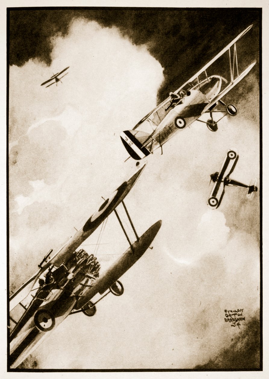 Kamera-asetoiminta, kuvitus John Hamiltonin Flying Memoriesista tekijältä Stanley Orton Bradshaw
