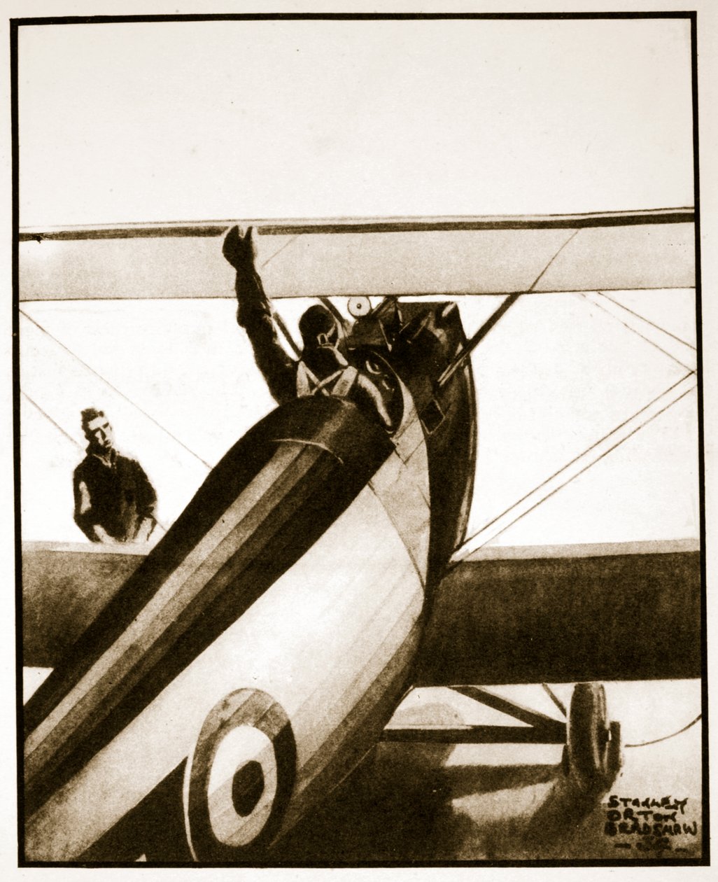 Kiilat pois, kuvitus John Hamiltonin Flying Memoriesista tekijältä Stanley Orton Bradshaw