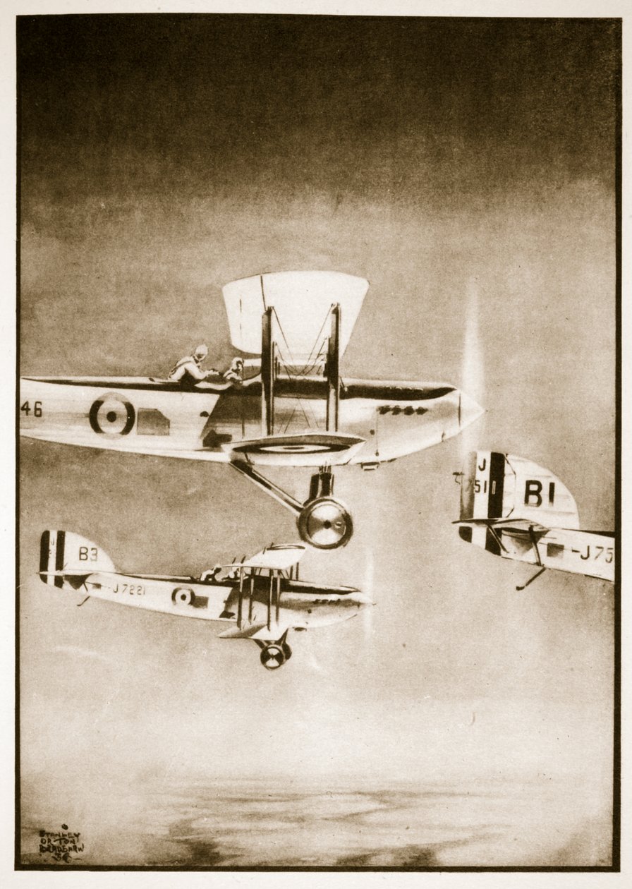 Palvelu Sudanin yli, kuvitus John Hamiltonin Flying Memoriesista tekijältä Stanley Orton Bradshaw