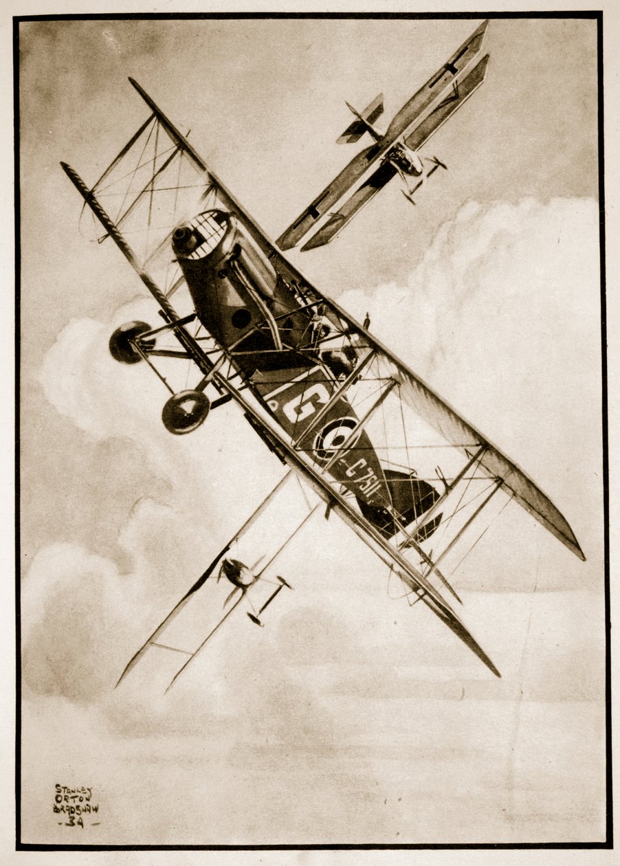 Bristol Fighter, kuvitus John Hamiltonin Flying Memoriesista tekijältä Stanley Orton Bradshaw