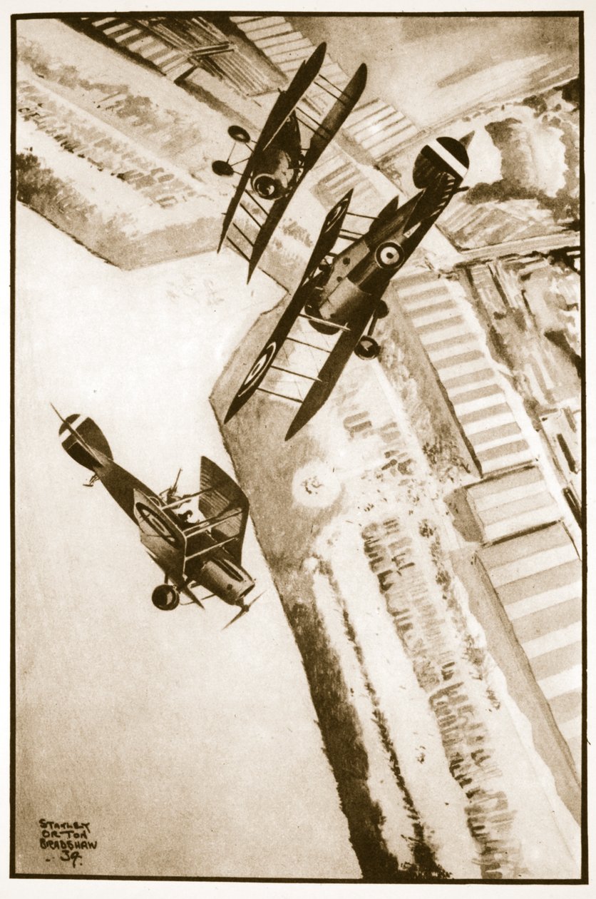 Ensimmäinen R.A.F. Näyttely, kuvitus John Hamiltonin teoksesta Flying Memories tekijältä Stanley Orton Bradshaw