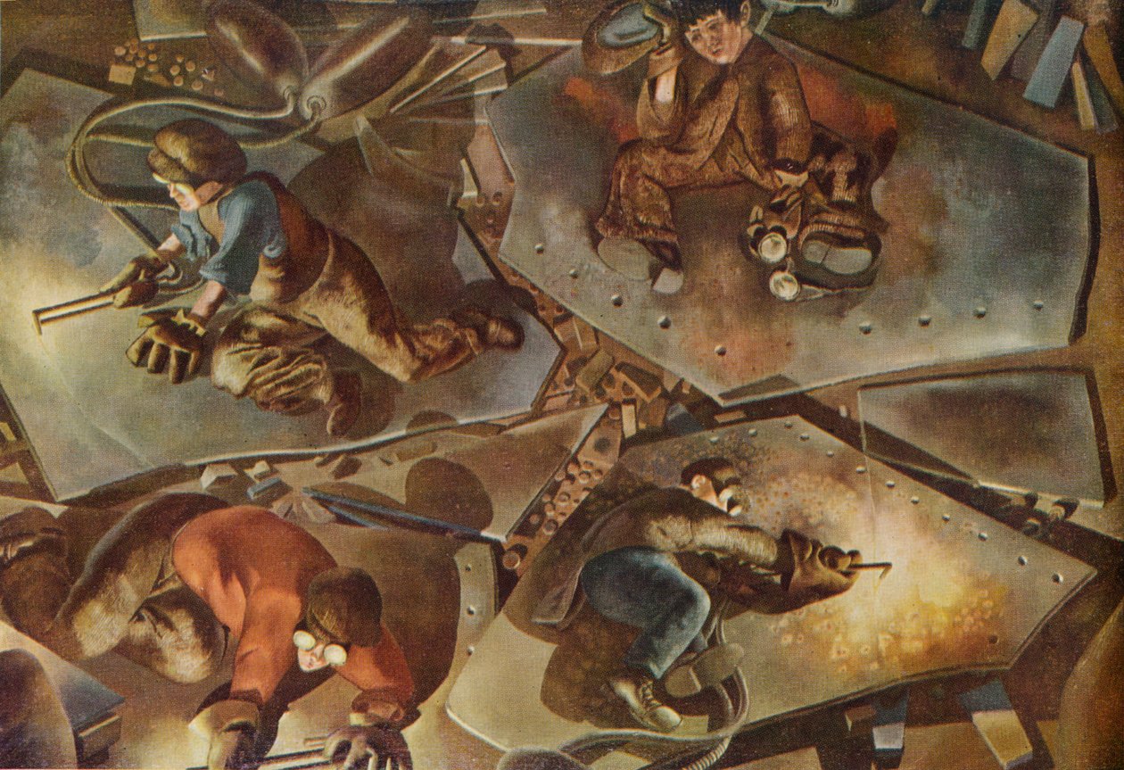 "Building on the Clyde: Burners", 1940 tekijältä Stanley Spencer