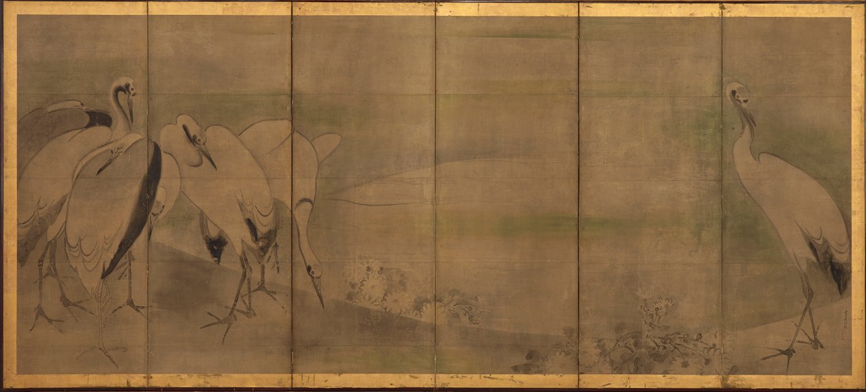 Kurpit ja krysanteemit, Momoyama- tai Edo-kausi, 1568-1868. tekijältä Sôtatsu