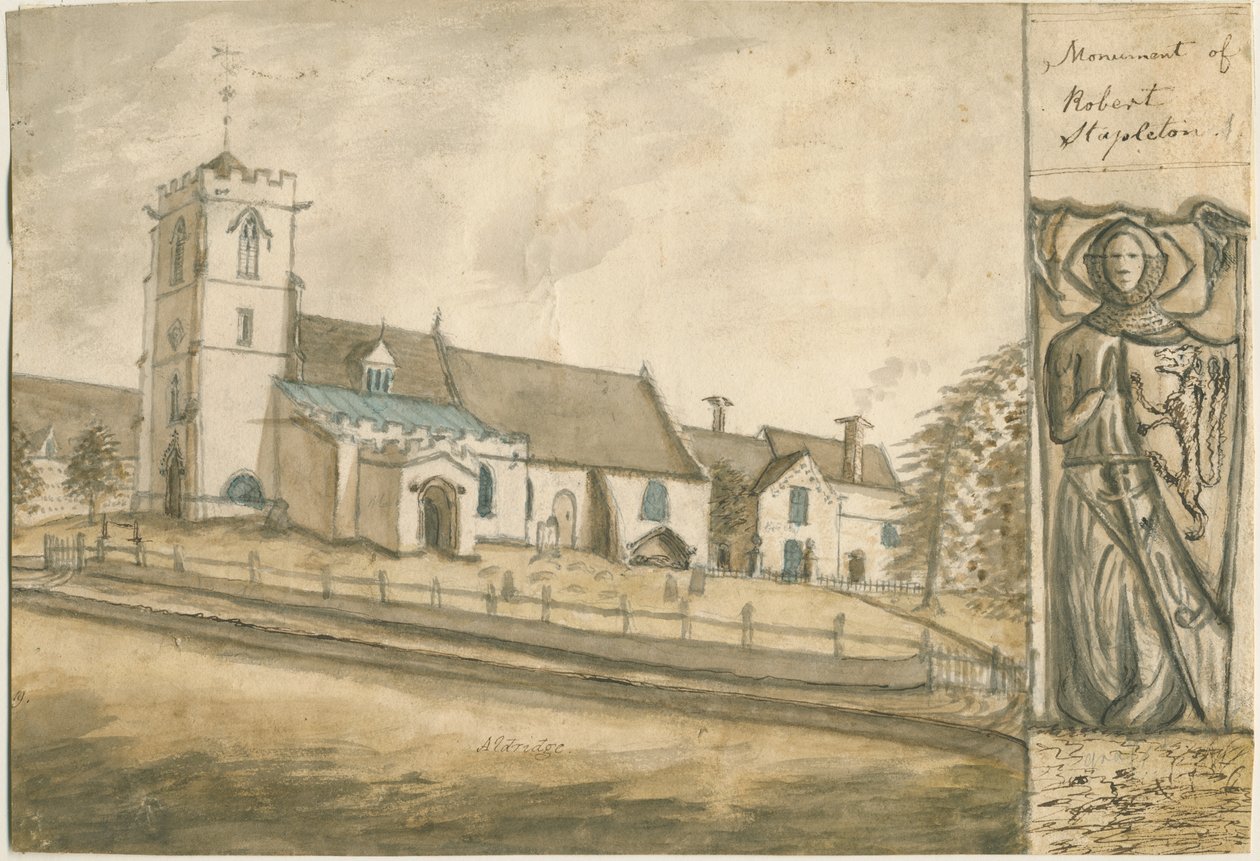 Aldridge Church: akvarellimaalaus, nd [1762-1802] (maalaus) tekijältä Stebbing Shaw