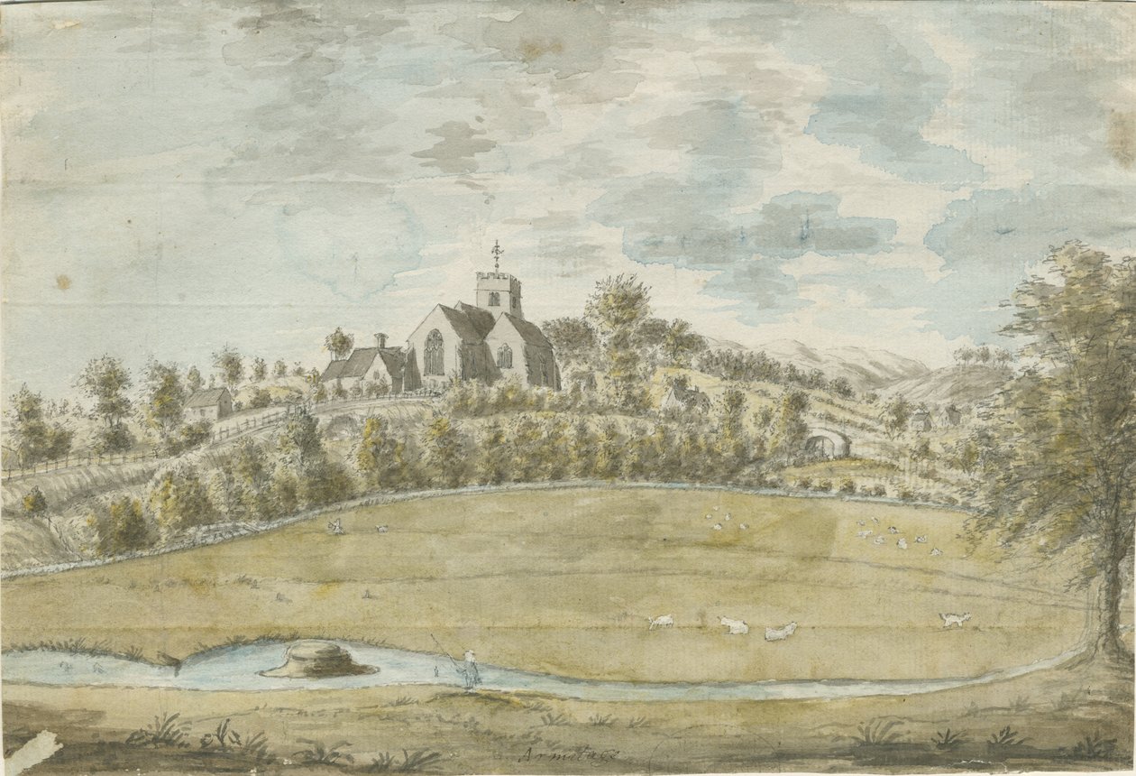 Armitagen kirkko: akvarellimaalaus, nd [1762-1802] tekijältä Stebbing Shaw