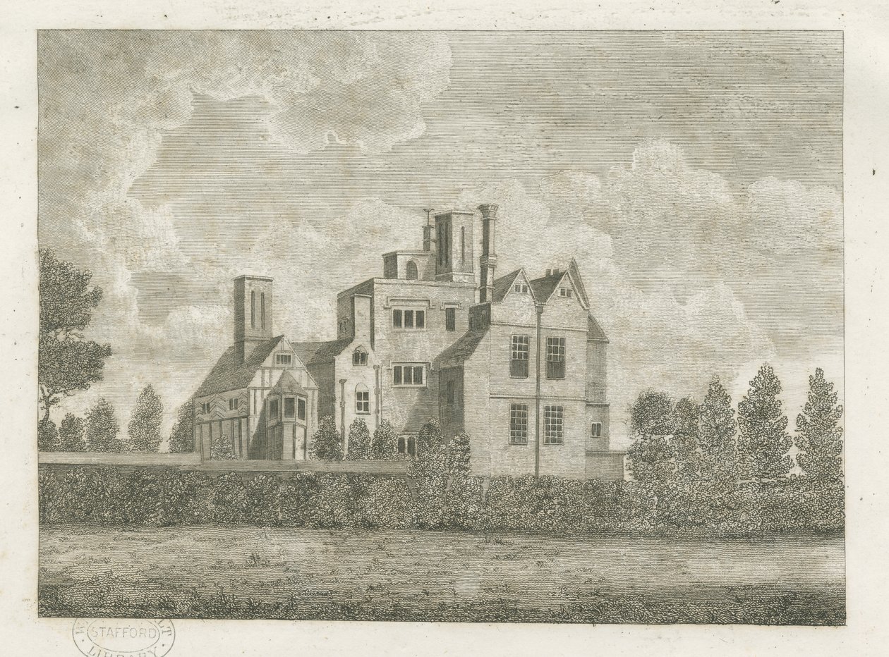 Brewood - Black Ladies Priory: kaiverrus ja [?1700-luku] (painettu) tekijältä Stebbing Shaw