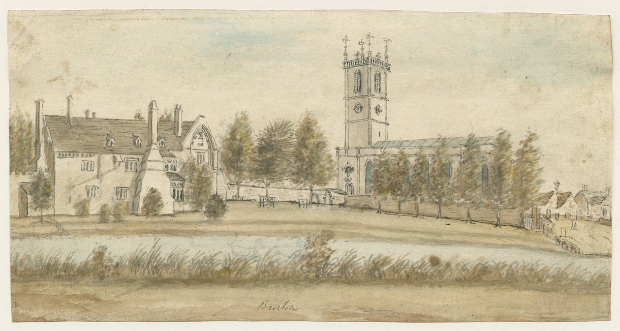 Burton-upon-Trent Abbey: akvarellimaalaus ja [c 1795] (maalaus) tekijältä Stebbing Shaw