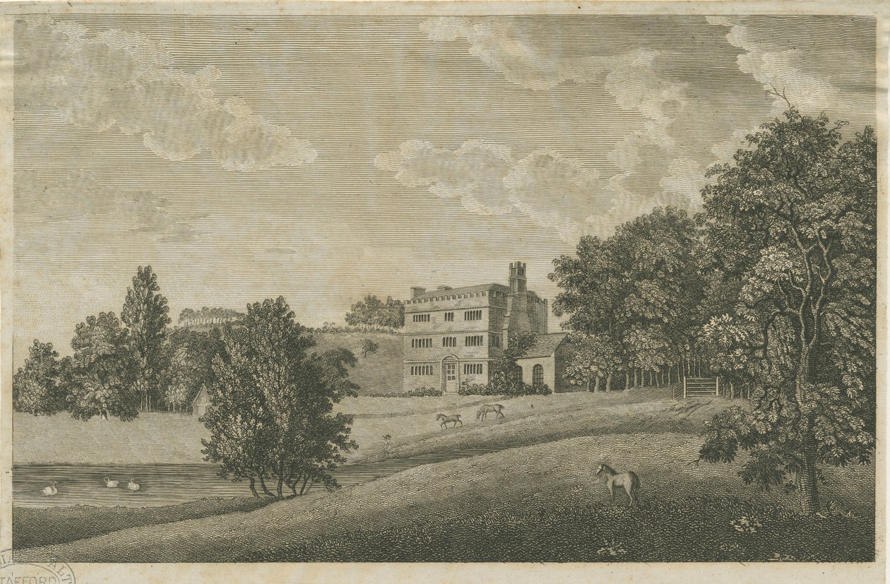Butterton Hall: kaiverrus ja [?1700-luku] (painettu) tekijältä Stebbing Shaw