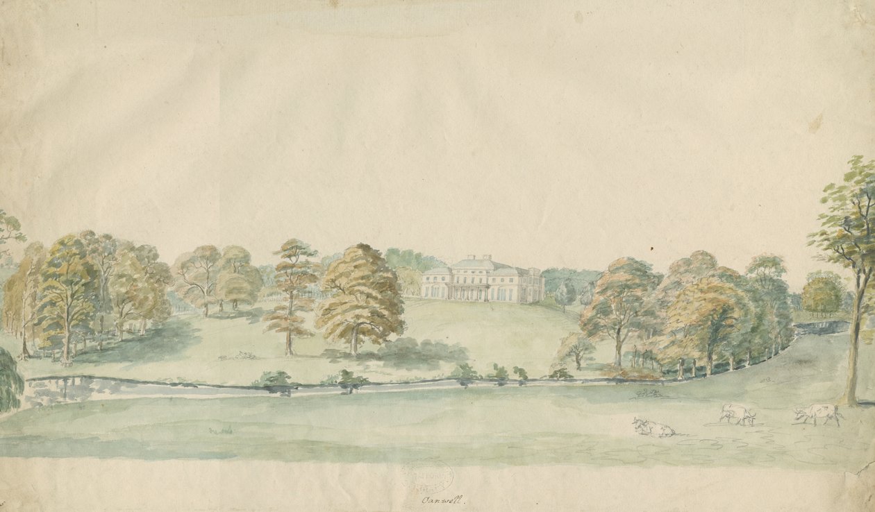 Canwell Hall: sävytetty lyijykynäpiirros, nd [1762-1802]] tekijältä Stebbing Shaw