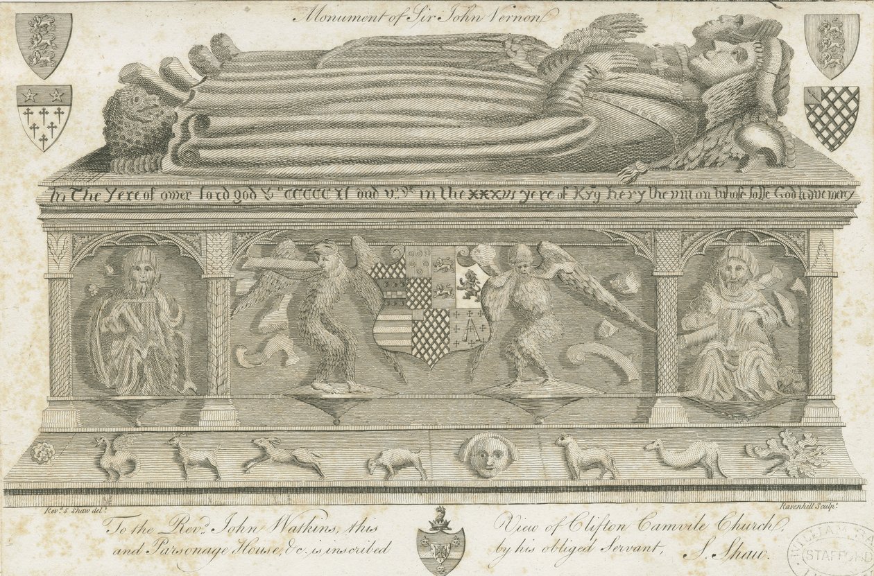Clifton Campville Church - Vernon Monument: kaiverrus, nd [1762-1802] tekijältä Stebbing Shaw