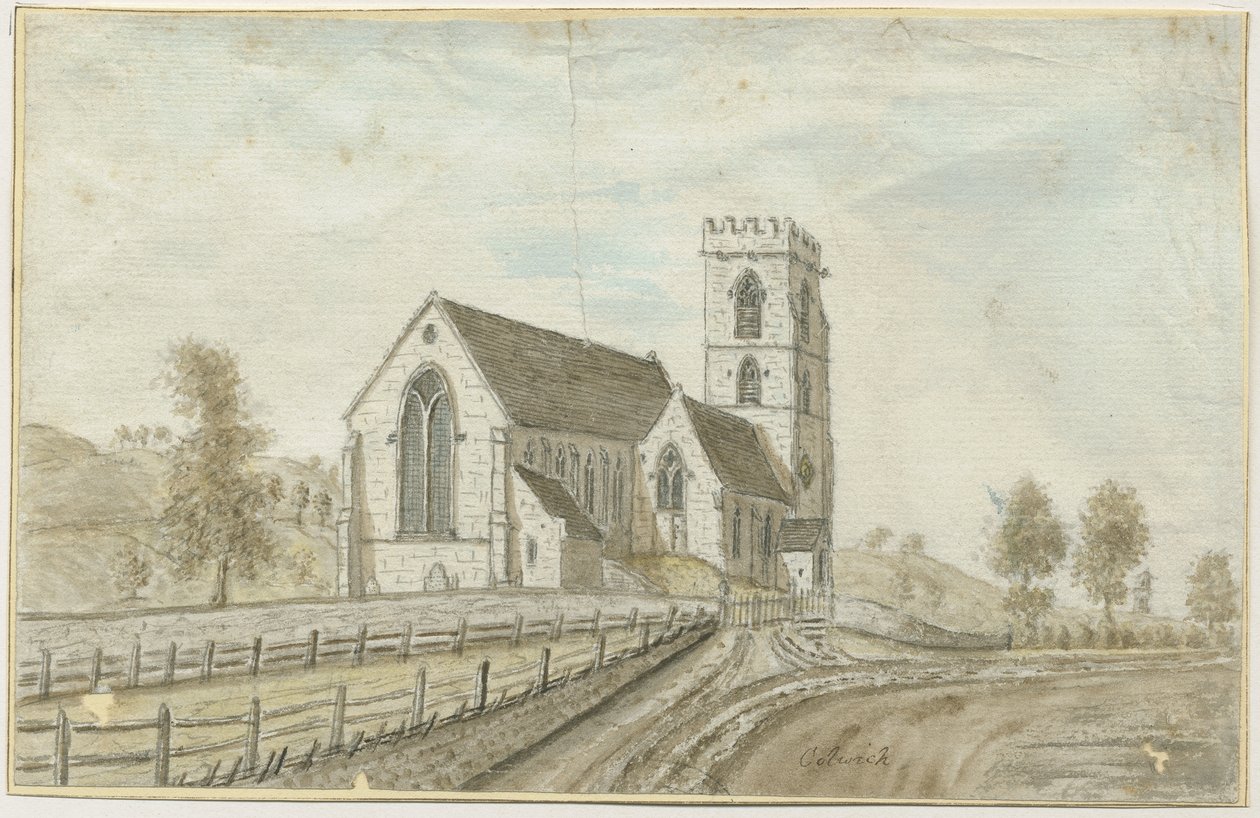 Colwich Church: akvarellimaalaus, nd [1762-1802] tekijältä Stebbing Shaw