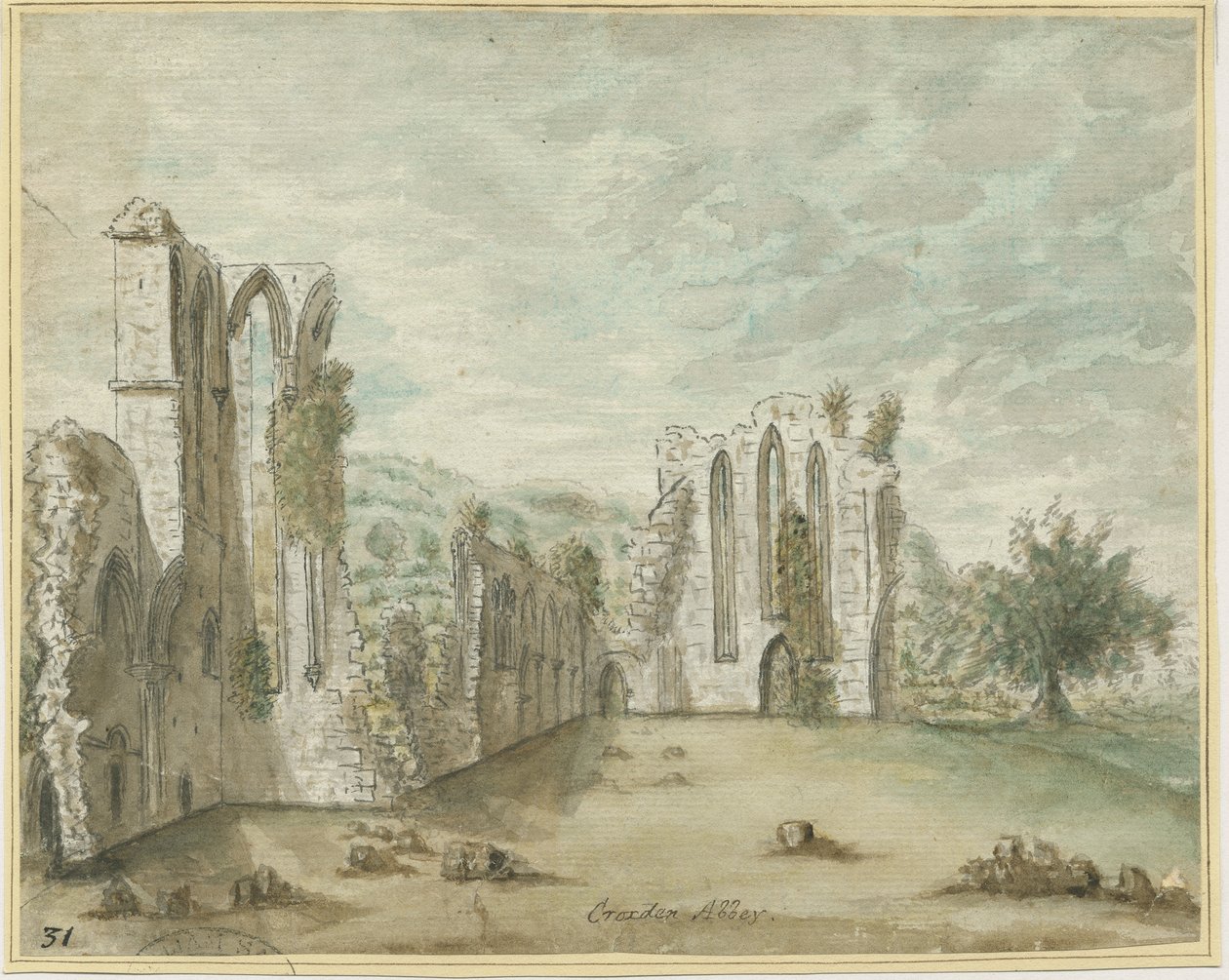 Croxden Abbey: akvarellimaalaus, nd [1762-1802] (maalaus) tekijältä Stebbing Shaw