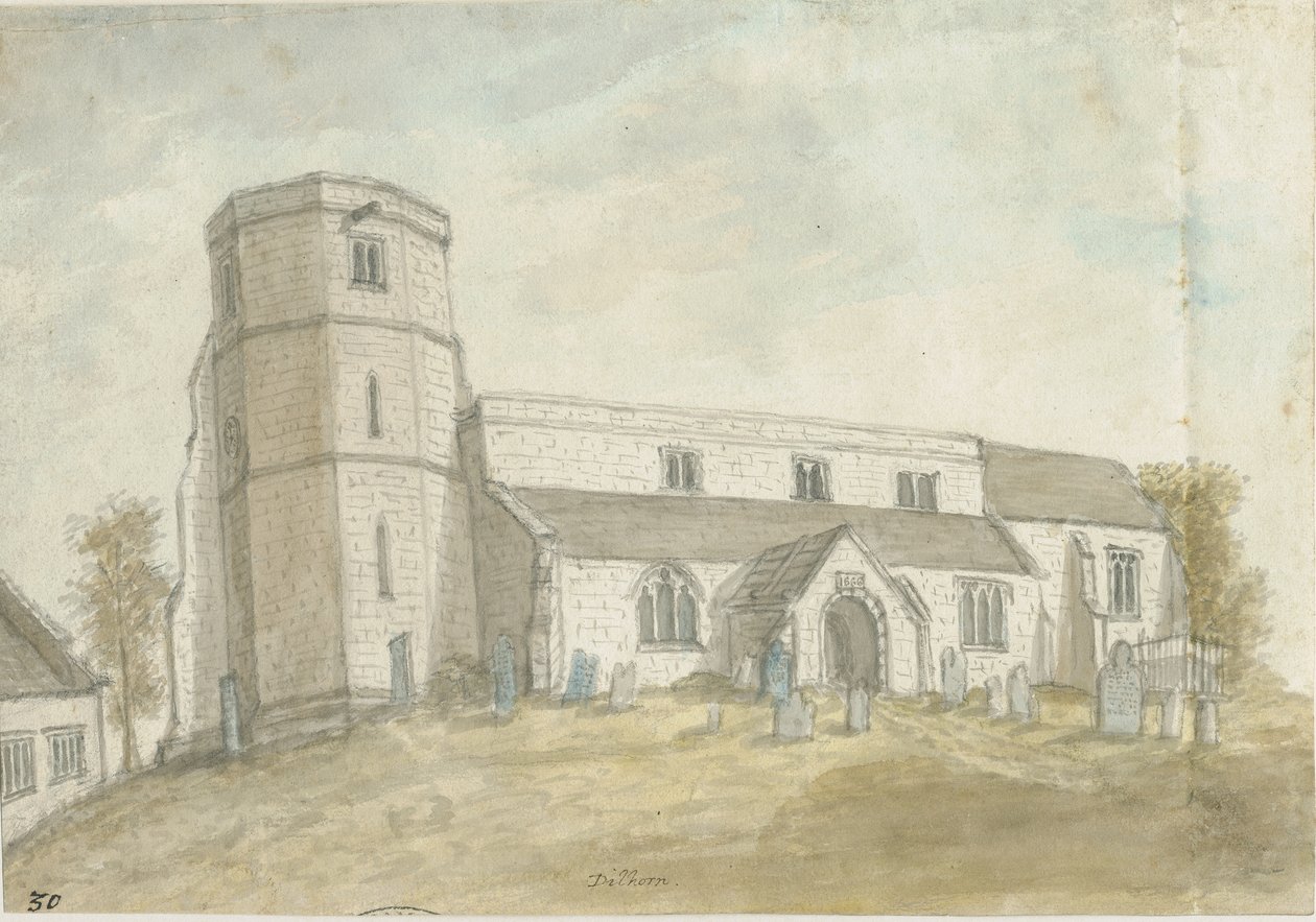 Dilhornen kirkko: akvarellimaalaus, nd [1762-1802] (maalaus) tekijältä Stebbing Shaw