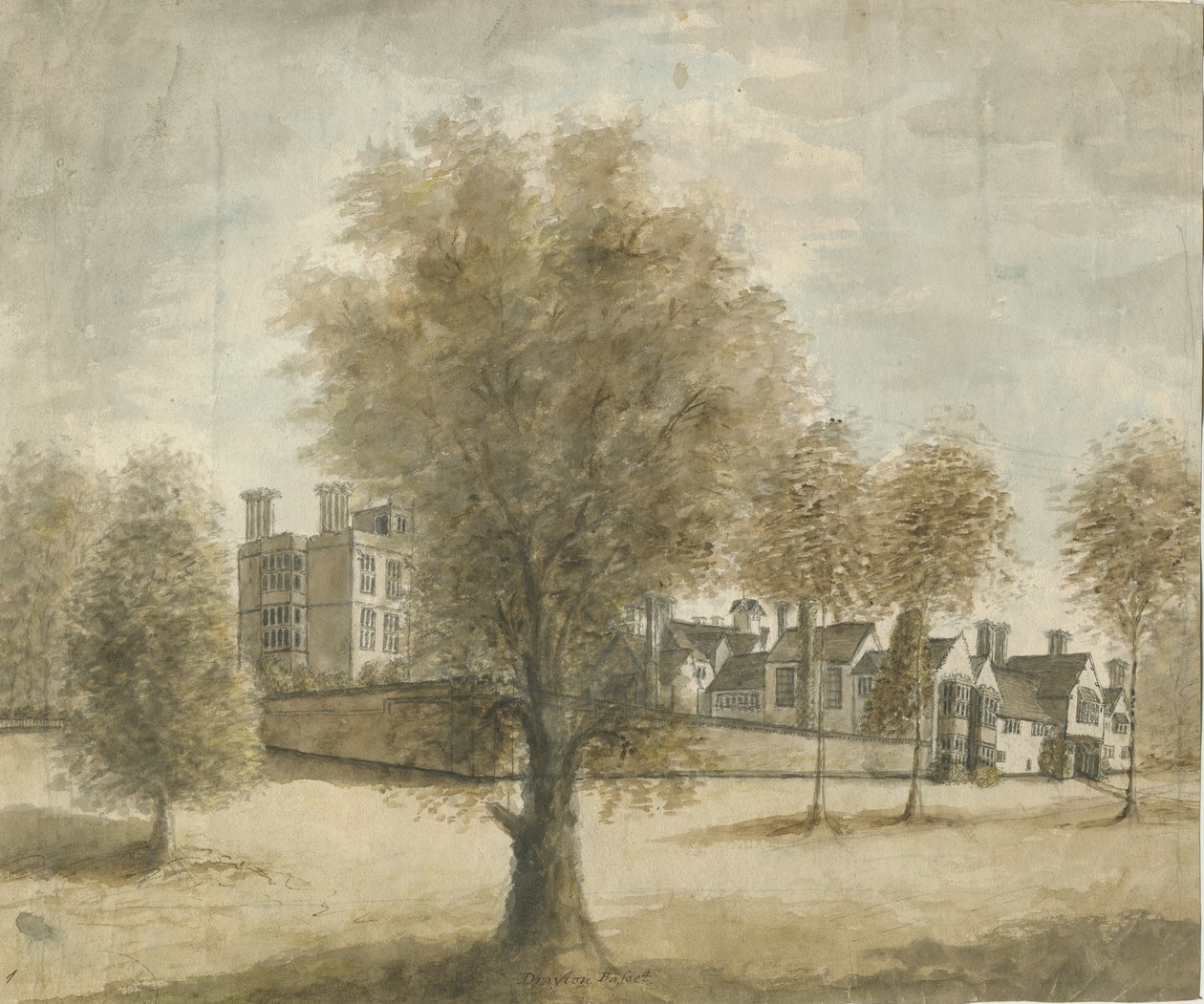 Drayton Bassett - "Drayton Manor": akvarellimaalaus, nd [1789-1793] tekijältä Stebbing Shaw