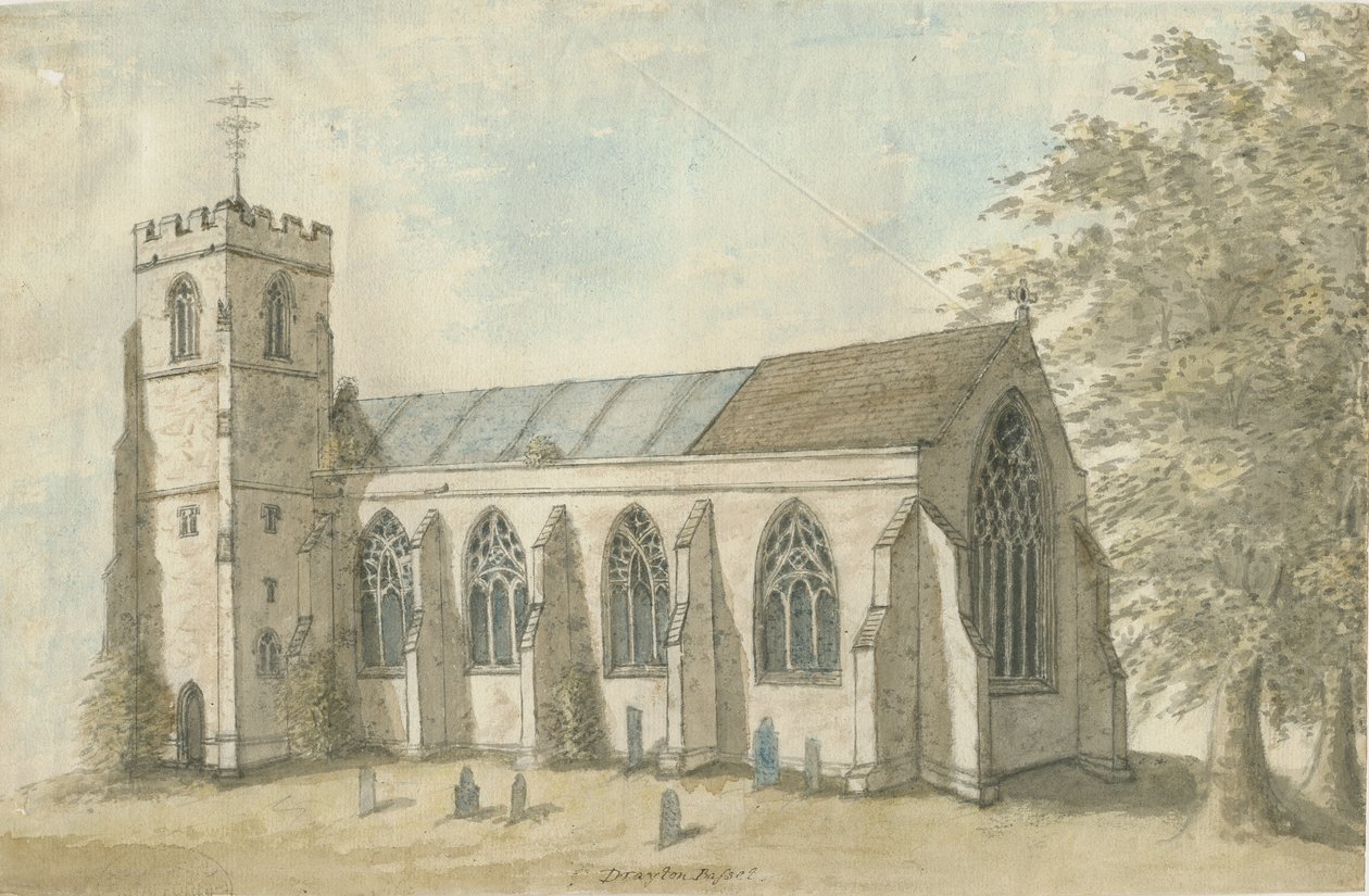 Drayton Bassett Church: akvarellimaalaus, nd[1762-1802] tekijältä Stebbing Shaw