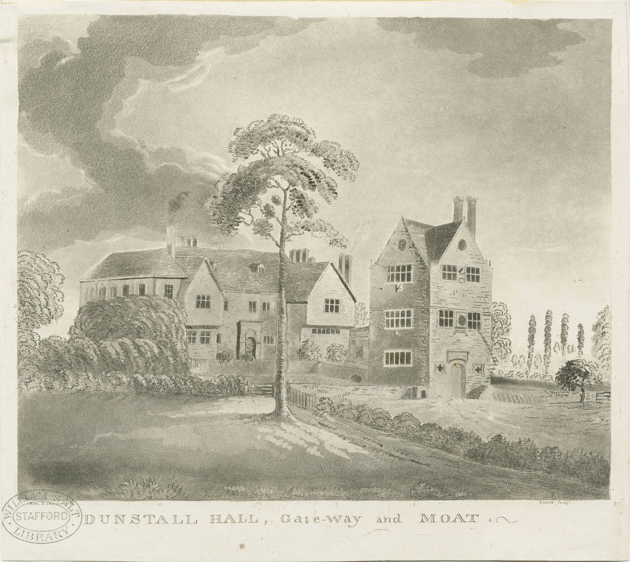 Dunstall Hall: akvatintakaiverrus, nd [1762-1802] (painettu) tekijältä Stebbing Shaw