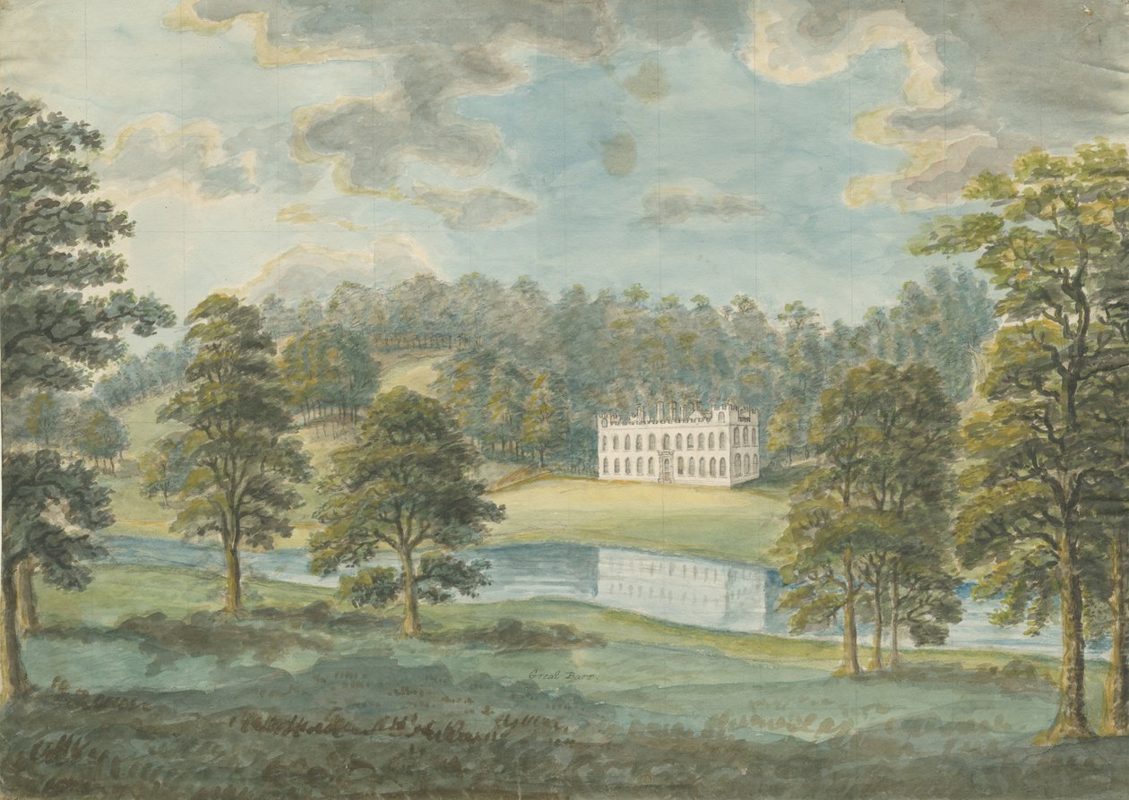 Great Barr Hall: akvarellimaalaus, nd [1762-1802] tekijältä Stebbing Shaw