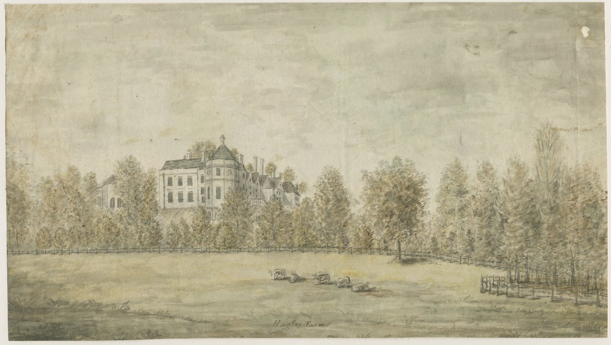 Hagley Hall: akvarellimaalaus, nd [1795] tekijältä Stebbing Shaw