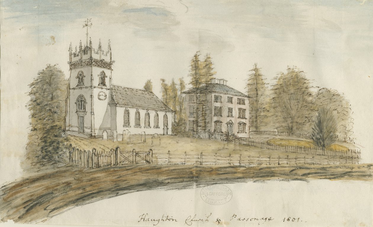 Haughton Church: akvarellimaalaus, 1801 tekijältä Stebbing Shaw