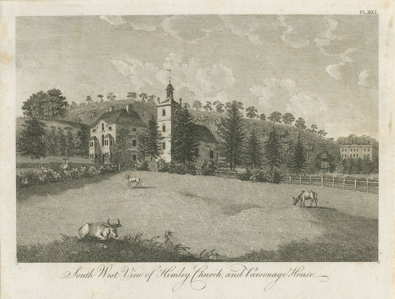 Himleyn kirkko ja pappila: kaiverrus, nd [1762-1798] (vedos) (painettu) tekijältä Stebbing Shaw