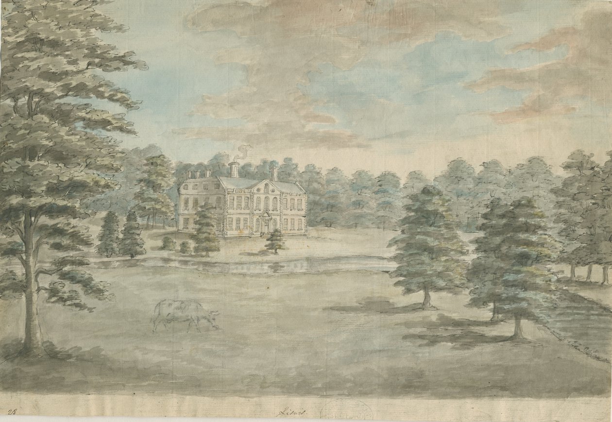 Lysways Hall: akvarellimaalaus, nd [1762-1802] tekijältä Stebbing Shaw