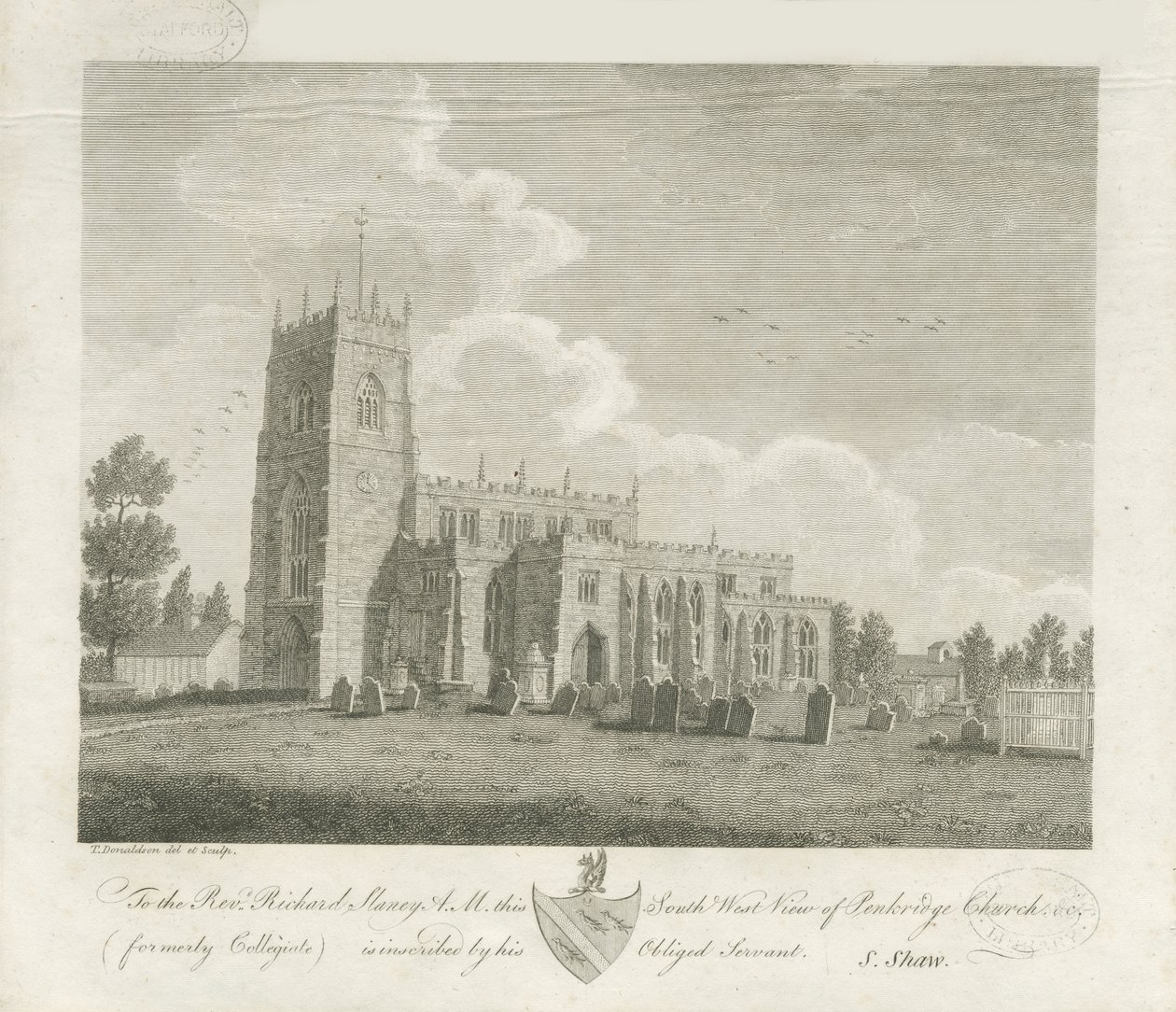 Penkridge Church: kaiverrus ja [1700-luvun loppu] (tulostus) tekijältä Stebbing Shaw
