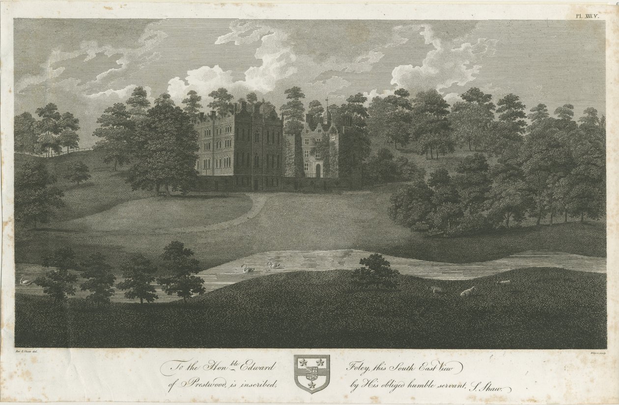 Prestwood Hall: kaiverrus, nd [1762-1802] tekijältä Stebbing Shaw