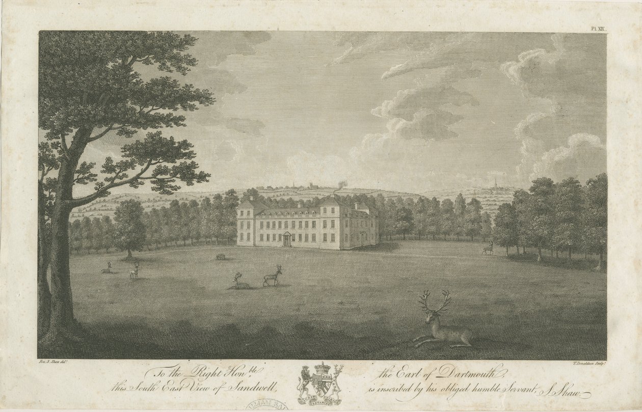 Sandwell Park - Hall: kaiverrus, nd [1762-1798] tekijältä Stebbing Shaw