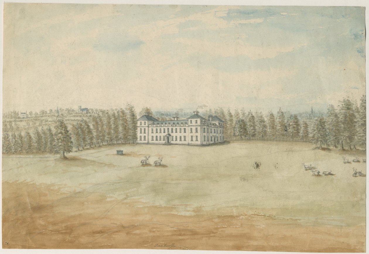Sandwell Park - Hall: akvarellimaalaus, nd [1762-1798] tekijältä Stebbing Shaw