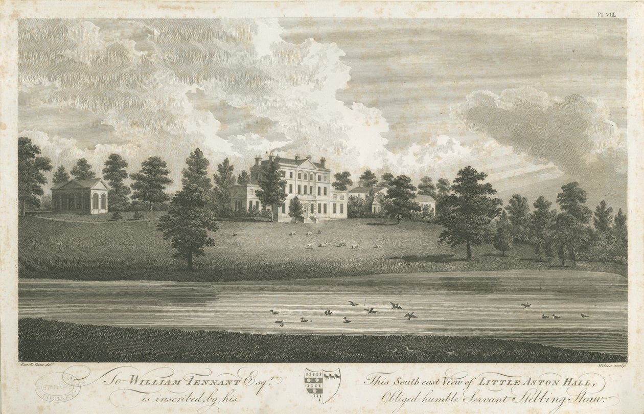 Shenstone - Little Aston Hall: kaiverrus, nd [1762-1798] (painettu) (printti) tekijältä Stebbing Shaw
