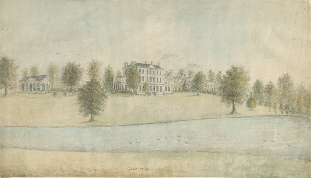Shenstone - Little Aston Hall: akvarellimaalaus, nd [1762-1802] tekijältä Stebbing Shaw