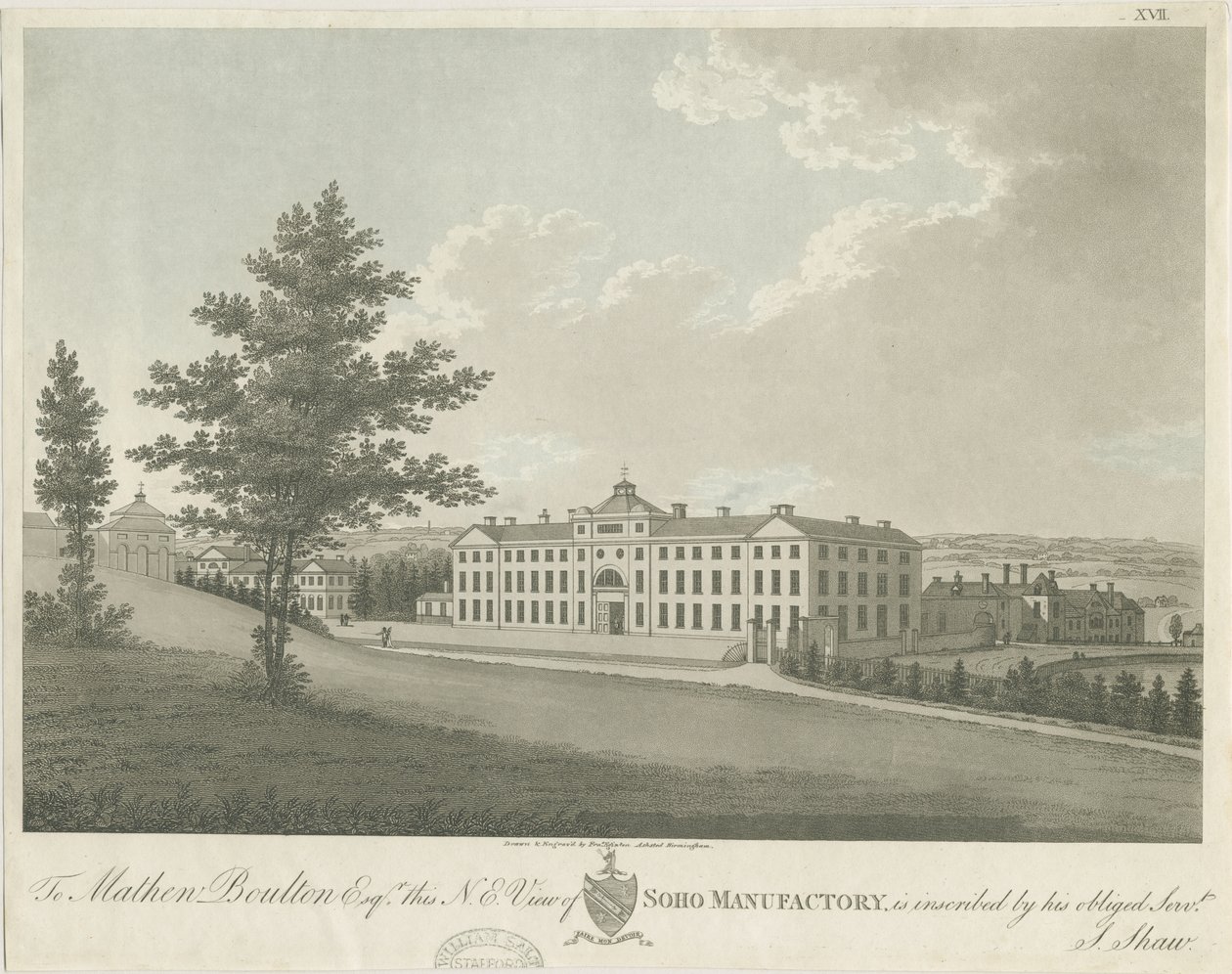 Soho Manufactory: värillinen akvatintakaiverrus, nd [c 1798] (tulostus) tekijältä Stebbing Shaw