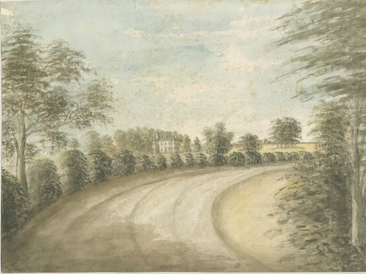 Statfold Hall: akvarellimaalaus, nd [1762-1802] tekijältä Stebbing Shaw
