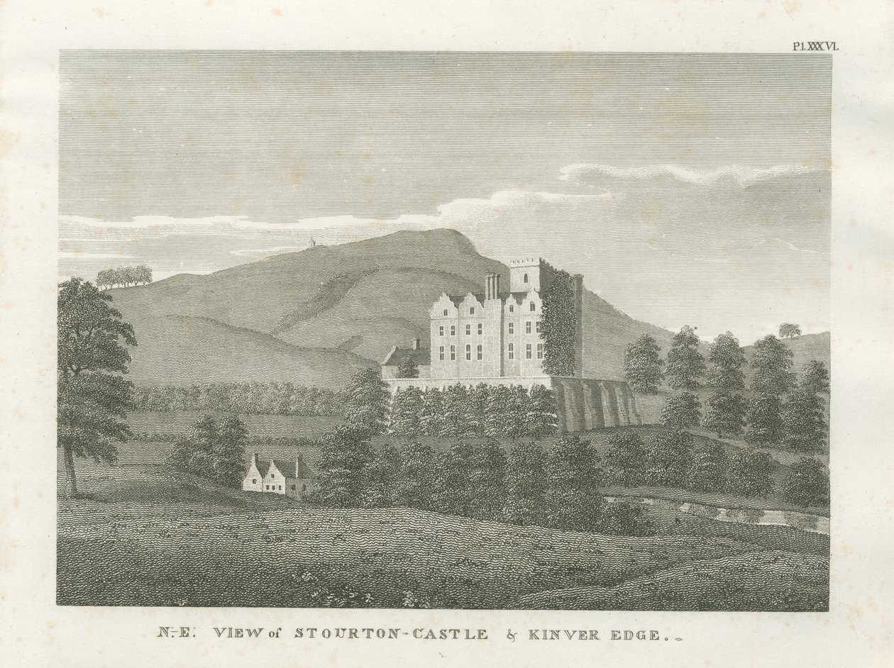 Stourton Castle ja Kinver Edge: kaiverrus, nd [1799] (painettu) tekijältä Stebbing Shaw