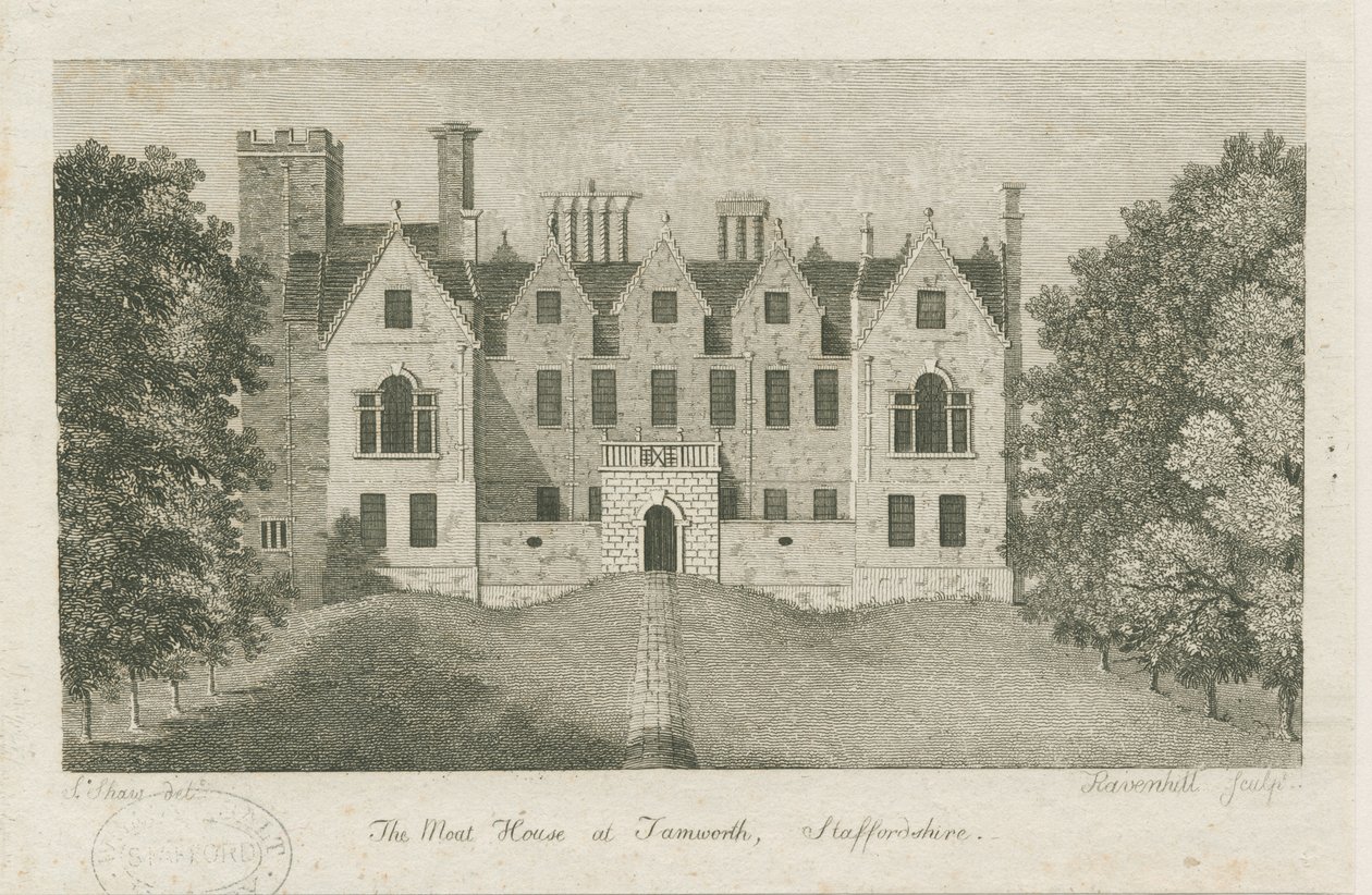 Tamworth - The Moat House: kaiverrus, nd [1762-1802] (painettu) tekijältä Stebbing Shaw