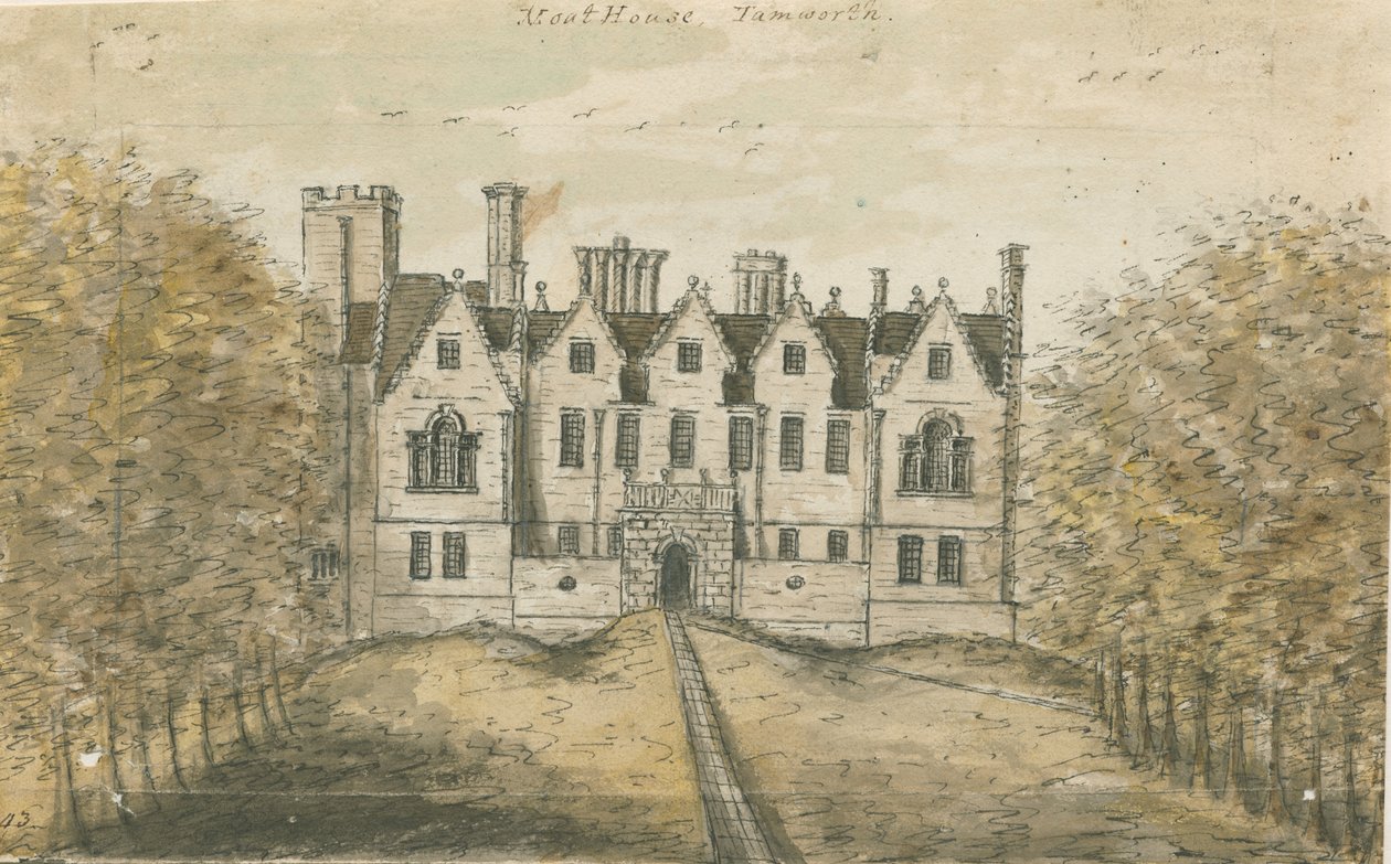 Tamworth - The Moat House: akvarellimaalaus, nd [1762-1802] tekijältä Stebbing Shaw