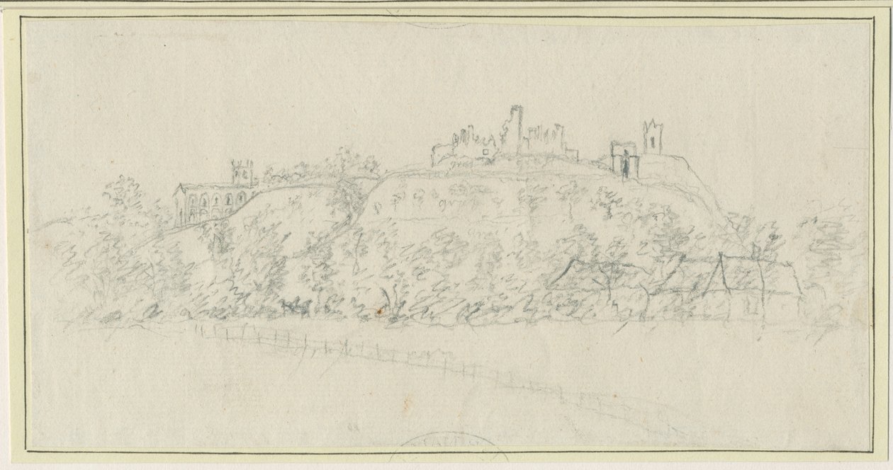 Tutbury Castle: lyijykynäpiirros, nd [1762-1802] tekijältä Stebbing Shaw