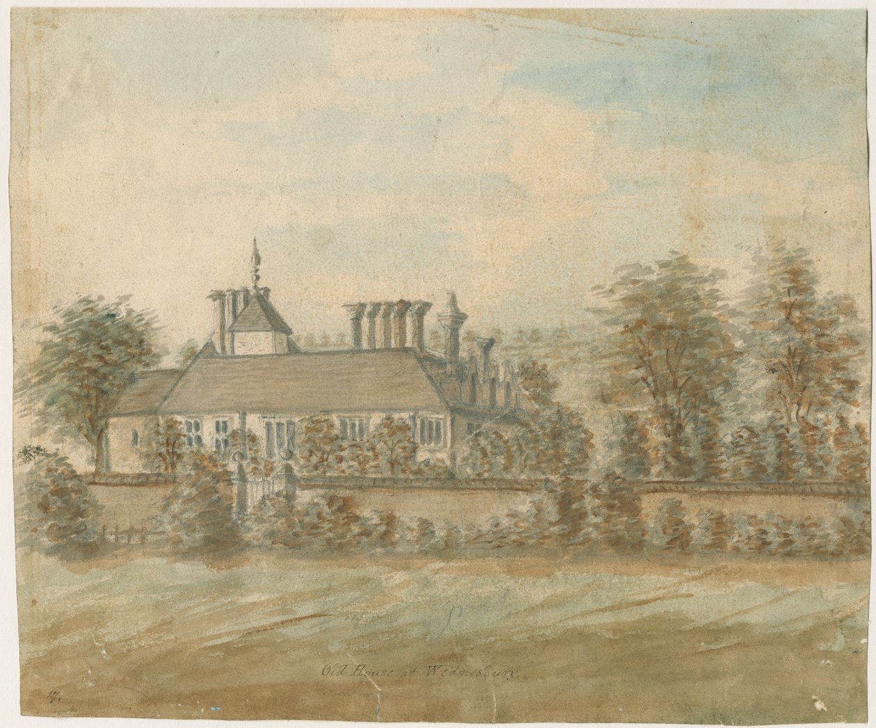 Wednesbury - Old House: akvarellimaalaus, nd [1762-1798] tekijältä Stebbing Shaw